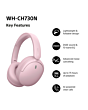 Sony WHCH730NP.CE7 Wireless Noise Cancelling Headphones Pink