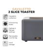 Tower T20036RGG Cavaletto 2 Slice Toaster S/S Grey And Rose Gold Accents