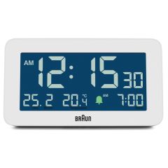 Braun BC10W Digital Alarm Clock With Date, Month And Temperature - White