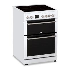 Creda C60CDOW 59.8cm Double Oven Electric Cooker with Vitroceramic Hob - White