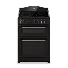 Creda C60CMRBL 59.8cm Electric Rangecooker with Double Oven and Ceramic Hob - Black
