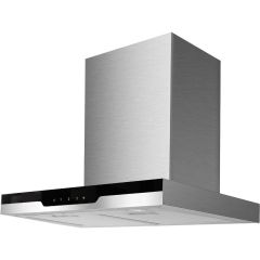 Culina ICONBOX60.1 60Cm S/Steel Flat Chimney Hood - Black Fascia