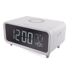 Groov-e GVWC01WE Alarm Clock With Wireless Charging Pad & Night Light - White