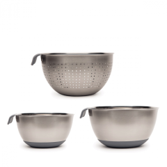 Haden 194442 Perth Slate Grey 3Pc Colander And Mixing Bowl Set