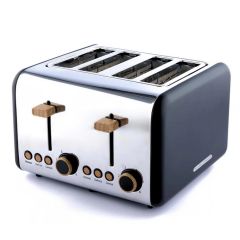 Hamilton Beach HBT02MB Hamilton Beach Scandi 4 Slice Toaster Matte Black With Wood Effect