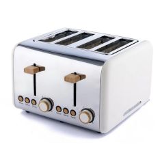 Hamilton Beach HBT02MC Hamilton Beach Scandi 4 Slice Toaster Matte Cream With Wood Effect