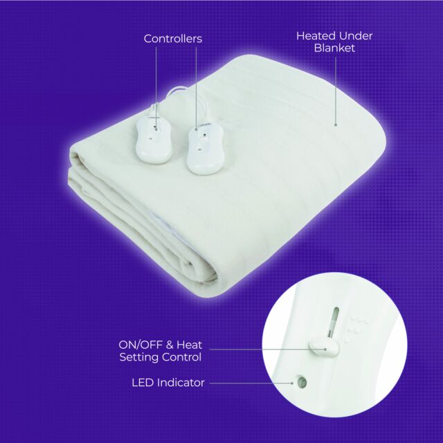 Carmen C81190 Dual Control Double Fitted Electric Blanket