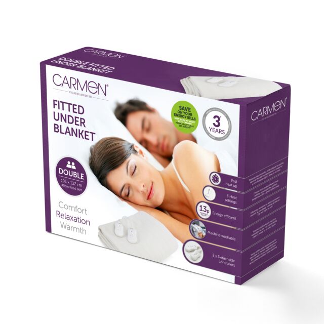 Carmen C81190 Dual Control Double Fitted Electric Blanket