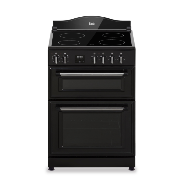 Creda C60CMRBL 59.8cm Electric Rangecooker with Double Oven and Ceramic Hob - Black