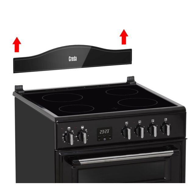 Creda C60CMRBL 59.8cm Electric Rangecooker with Double Oven and Ceramic Hob - Black