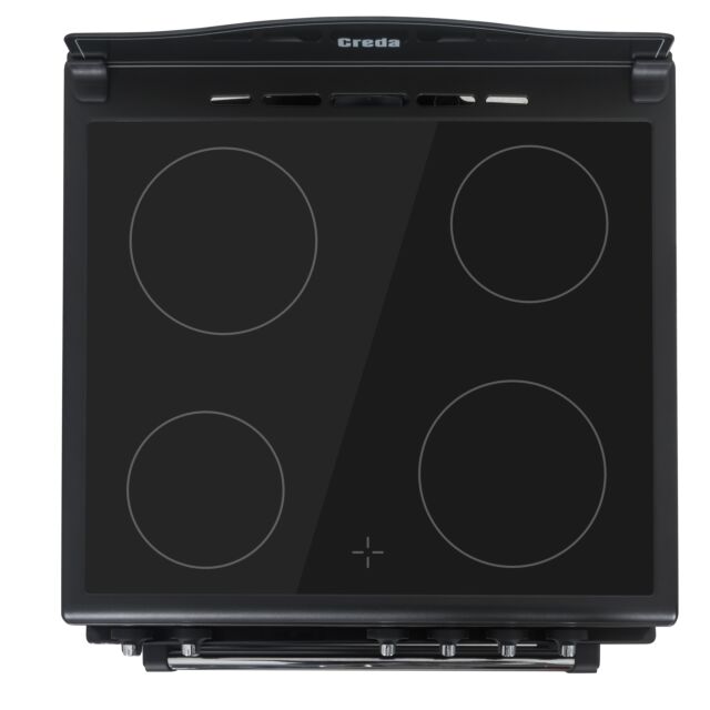 Creda C60CMRBL 59.8cm Electric Rangecooker with Double Oven and Ceramic Hob - Black