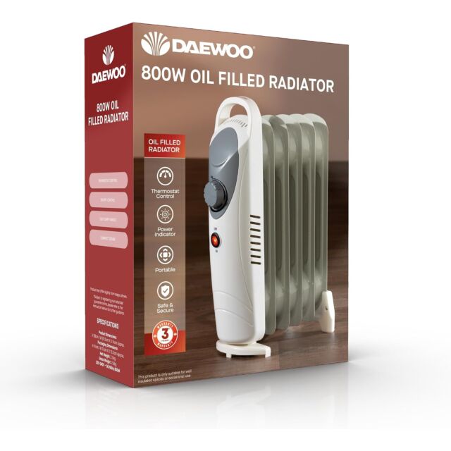 Daewoo HEA1140GE 800W Mini Oil Filled Radiator