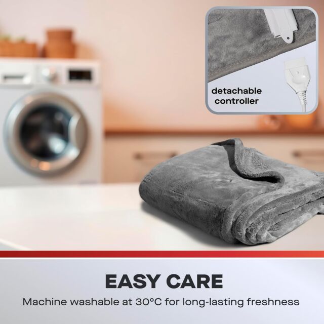 Daewoo HEA1914GE Heated Throw Blanket, Soft Flannel Fur Fleece With Detachable Controller For Machin