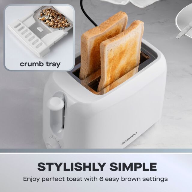 Daewoo SDA2453GE 2 Slice Toaster - White