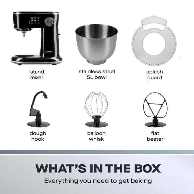 Daewoo SDA2758GE1 1000W 5L Baking Stand Mixer - Black