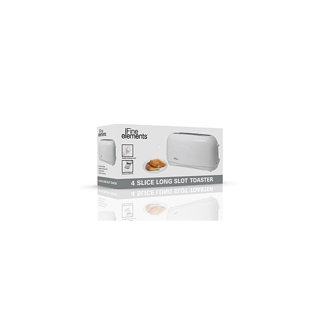 Fine Elements SDA1011GE White 4 Slice Long Slot Toaster