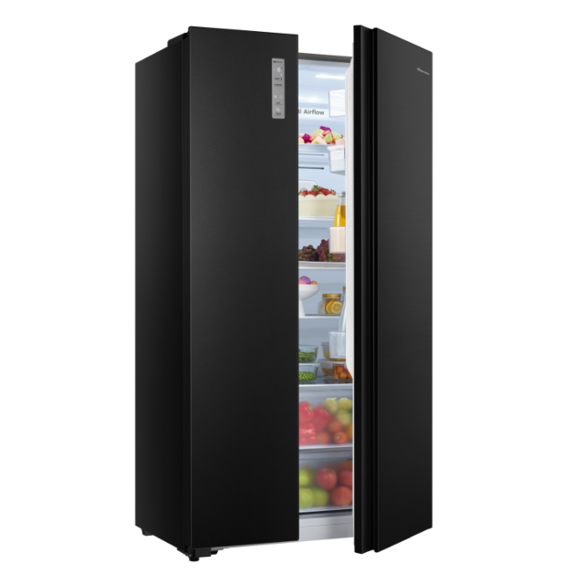 Fridgemaster MS91520EB 91Cm Total No Frost American Fridge Freezer - Black - E Rated