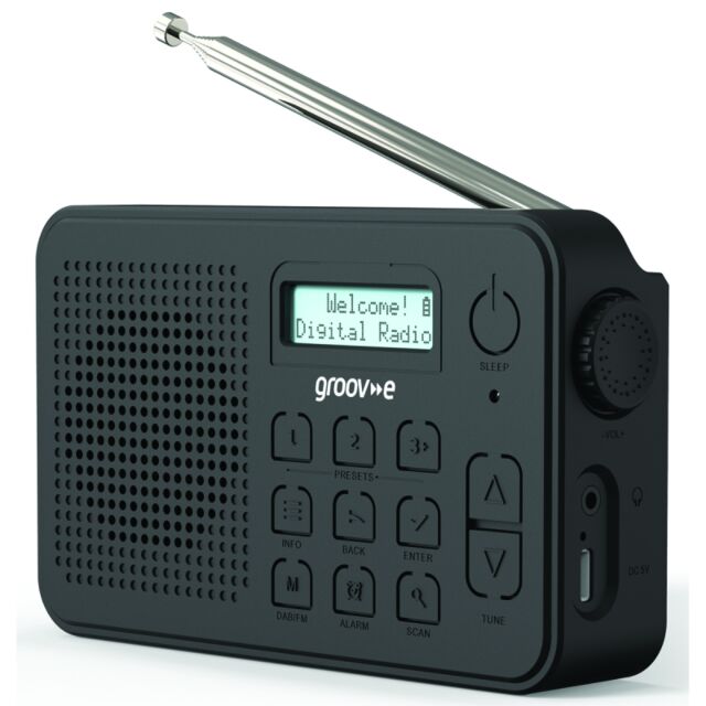 Groov-e GVDR10BK Madrid Rechargeable DAB Radio With Bluetooth 