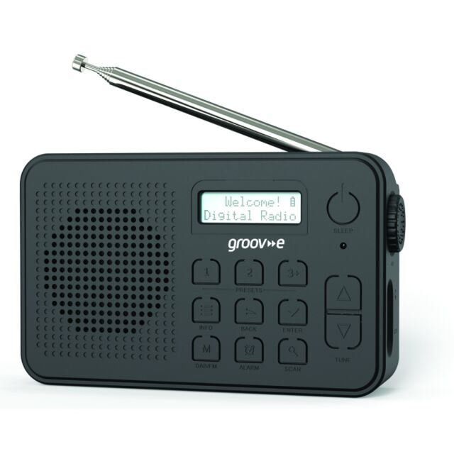 Groov-e GVDR10BK Madrid Rechargeable DAB Radio With Bluetooth 