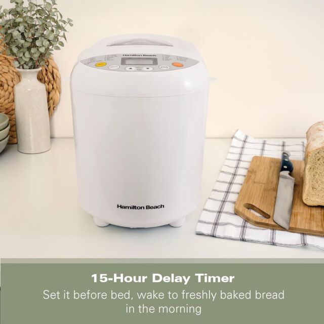Hamilton Beach HB8103BMW Bread Maker, Quick Bake, 19 Programmes, 3 Loaf Sizes, Gluten-Free, Whole Wh