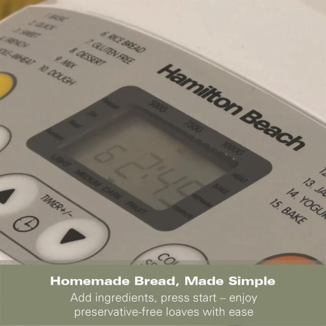Hamilton Beach HB8103BMW Bread Maker, Quick Bake, 19 Programmes, 3 Loaf Sizes, Gluten-Free, Whole Wh