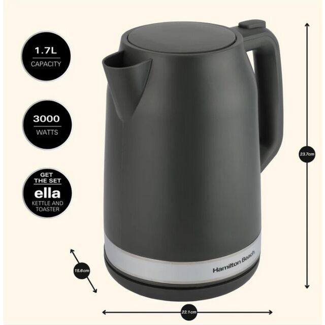 Hamilton Beach HBK3045MCH Hamilton Beach Ella 1.7L Matte Charcoal Kettle