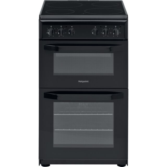 Hotpoint HD5V92KCB 50Cm Black Twin Cavity Cooker With Ceramic Hob