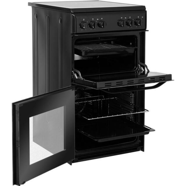Hotpoint HD5V92KCB 50Cm Black Twin Cavity Cooker With Ceramic Hob
