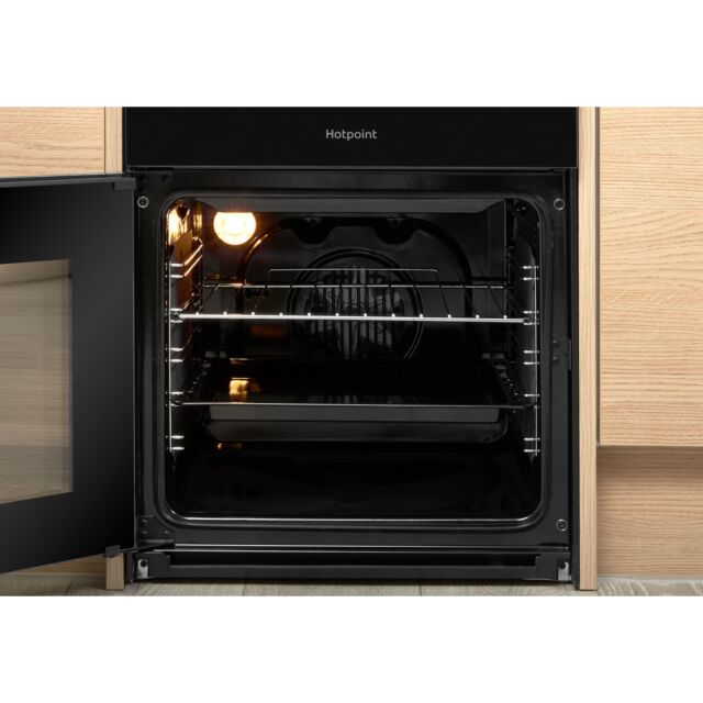 Hotpoint HD5V92KCB 50Cm Black Twin Cavity Cooker With Ceramic Hob