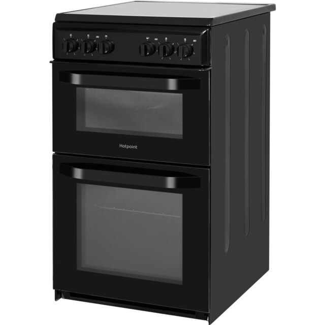 Hotpoint HD5V92KCB 50Cm Black Twin Cavity Cooker With Ceramic Hob