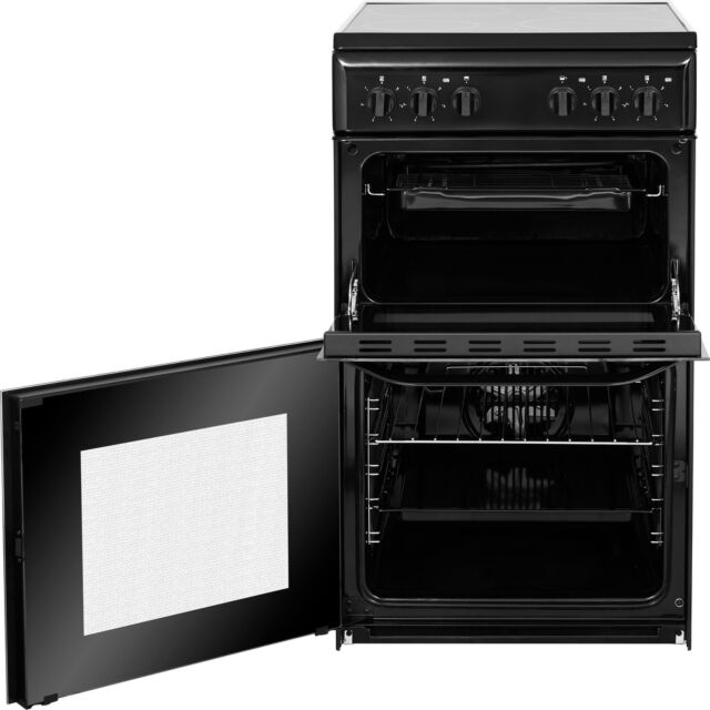 Hotpoint HD5V92KCB 50Cm Black Twin Cavity Cooker With Ceramic Hob