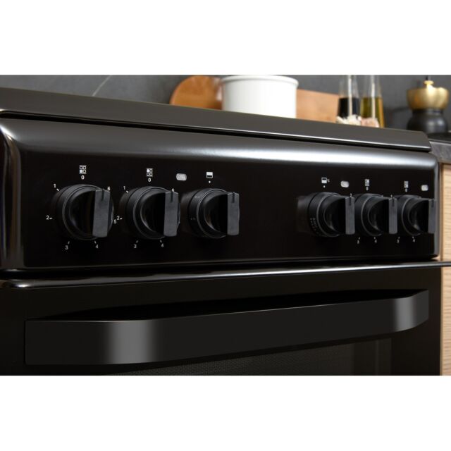 Hotpoint HD5V92KCB 50Cm Black Twin Cavity Cooker With Ceramic Hob