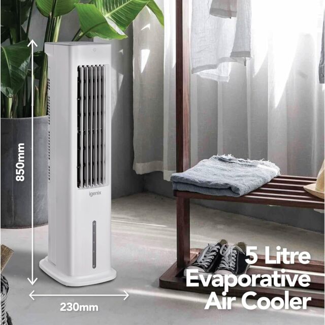 IGENIX IG9706 Air Cooler With Remote, Led Display, 3 Fan Speeds With Oscillation Function, 7 Hour Ti