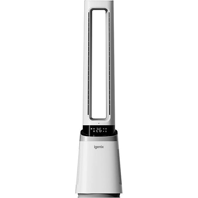 IGENIX IGFD02549W 41 Inch Bladeless Tower Fan With Air Purifier, 2-In-1 Cooling Fan, Hepa Filter, 10