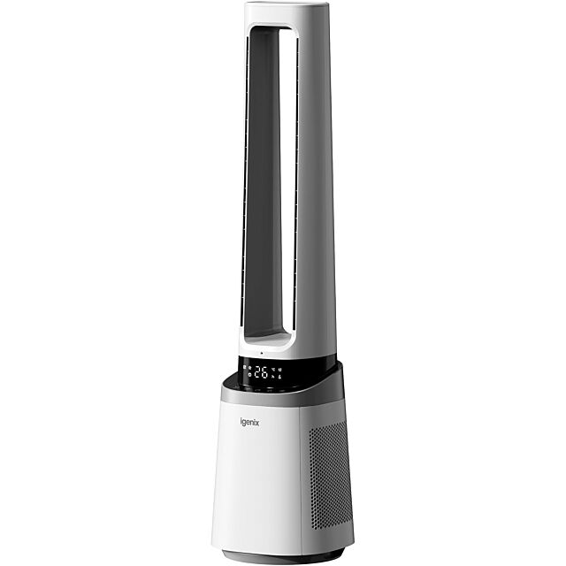 IGENIX IGFD02549W 41 Inch Bladeless Tower Fan With Air Purifier, 2-In-1 Cooling Fan, Hepa Filter, 10