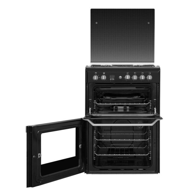 Indesit ID60G2K 60Cm Gas Double Oven Lidded Black - Lpg Jets Chargeable