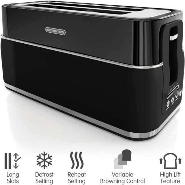 Morphy Richards 245744 Signature Long Slot 4 Slice Toaster - Black
