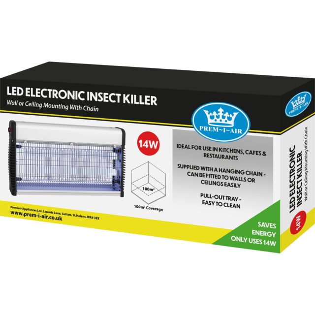 Prem-i-air EH1341 Fly Killer 2 X 7W T8 Led Tubes With Hanging Chain For Areas Up To 100 Sqm