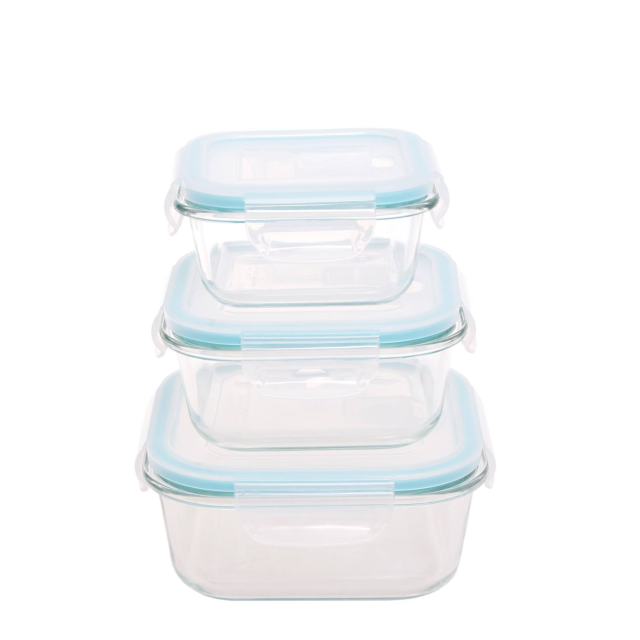 Sabichi 191915 3Pc Square Glass Storage Set