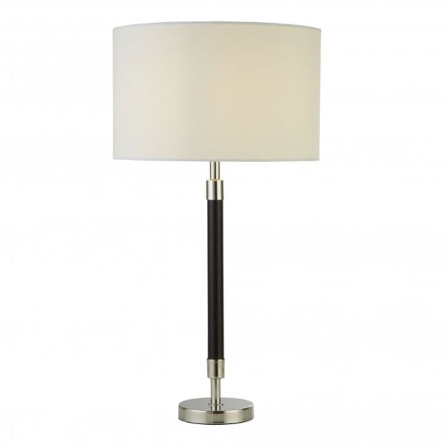 Searchlight 1716CC Arno 1Lt Table Lamp, Dark Wood And Chrome With White Shade