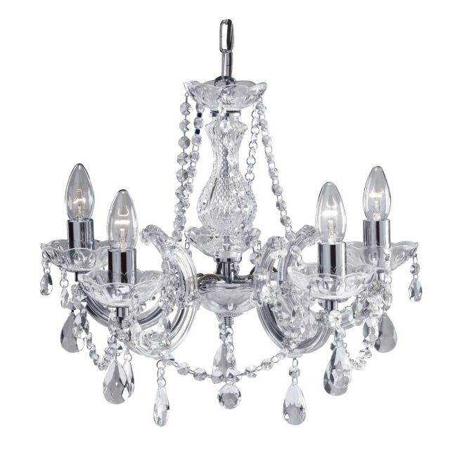 Searchlight 399-5 Marie Therese 5 Light Chandelier Polished Chrome