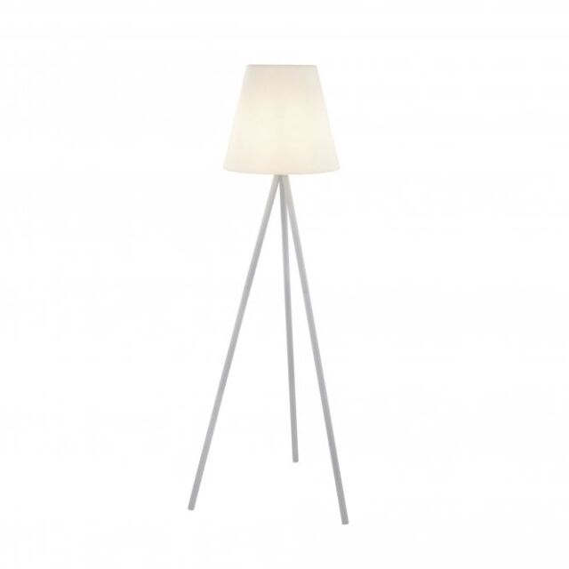 Searchlight 5032WH Led Outdoor Tripod Floor Lamp, White, White PC Tapered Shade
