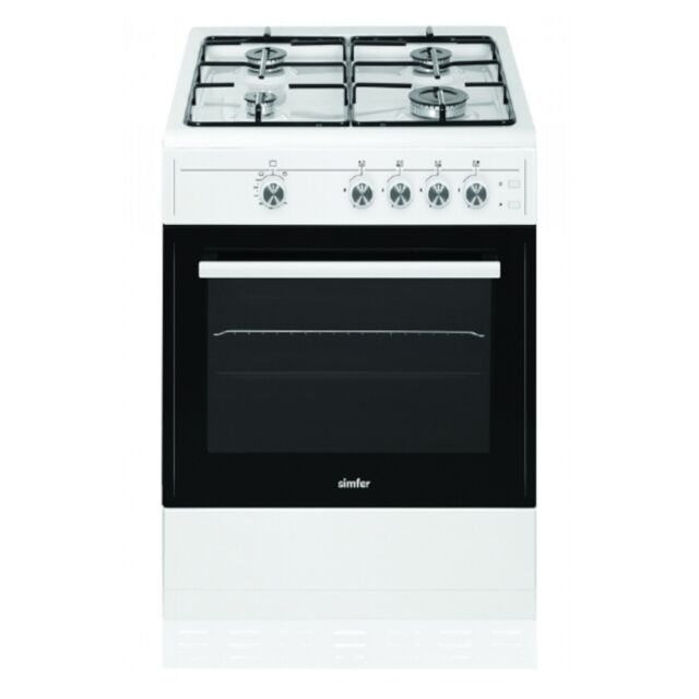 Simfer SIM51GW 50Cm Single Cavity Gas Cooker - Lpg Jet Included - White