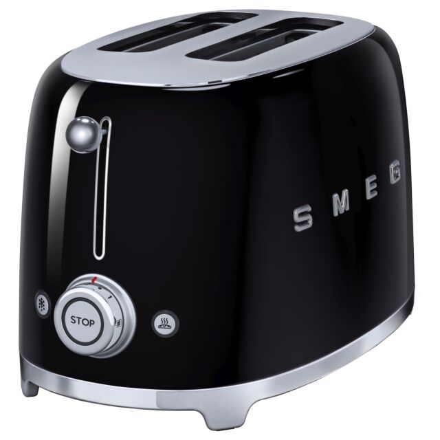 smeg TSF01BLUK 2 Slice 50'S Retro Style Black Toaster