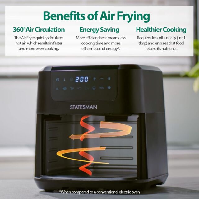 Statesman SKAF05015BK 5L Digital Air Fryer 8 Pre Set Cooking Programes