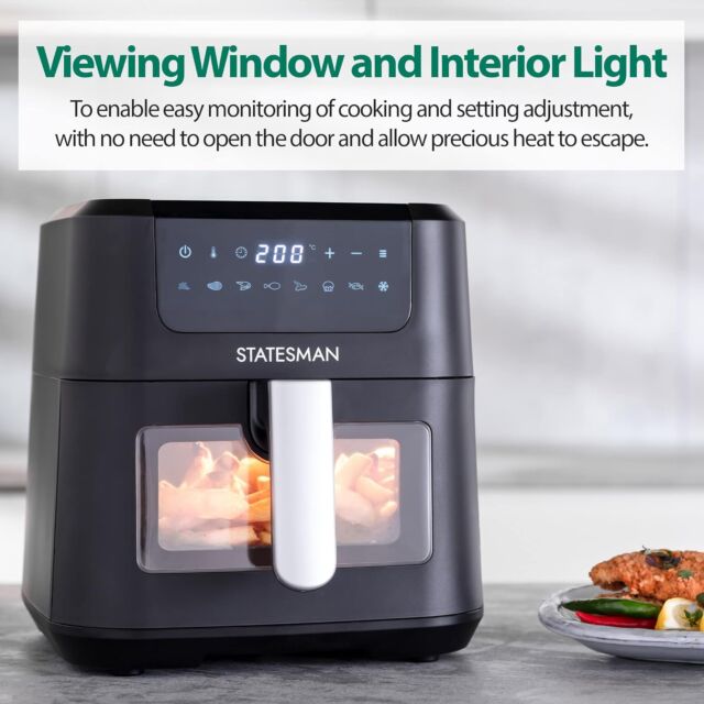 Statesman SKAF05015BK 5L Digital Air Fryer 8 Pre Set Cooking Programes