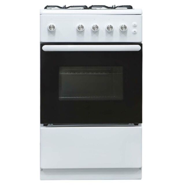 Teknix GC50WH 50Cm Freestanding Gas Cooker With 4 Burner Hob In White Lpg Compatible