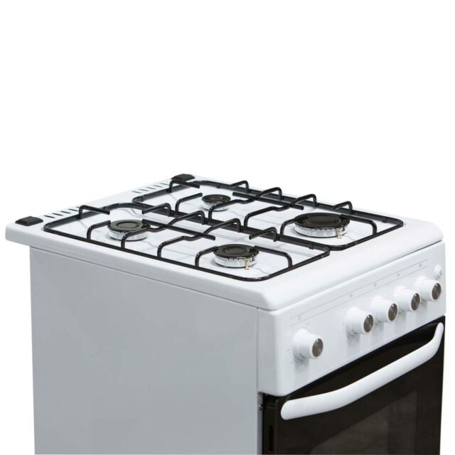 Teknix GC50WH 50Cm Freestanding Gas Cooker With 4 Burner Hob In White Lpg Compatible