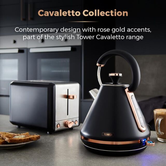 Tower T10044RG Cavaletto 3Kw 1.7L Pyramid Kettle Black