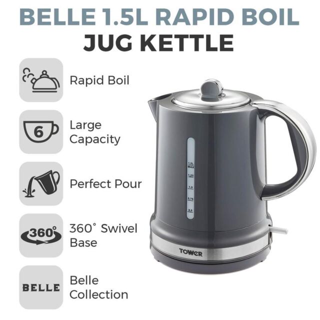 Tower T10049GRP Belle Collection 1.5 Litre Kettle Grey